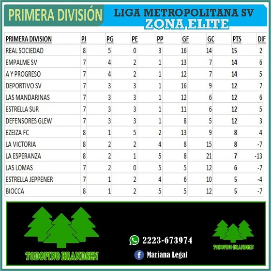 Las Mandarinas, Brandsen, Atlético y Progreso, Estrella de Jeppener, Defensores de Domselaar, Liga Metropolitana San Vicente
