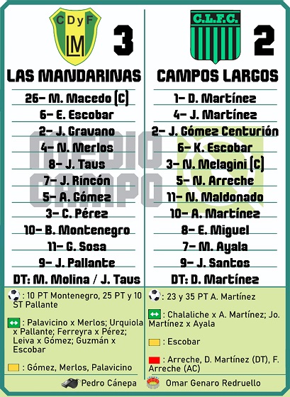 Las Mandarinas, Brandsen, Atlético y Progreso, Estrella de Jeppener, Defensores de Domselaar, Liga Metropolitana San Vicente